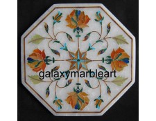 Exquisite marble tile with stones inlay oct  5" TP-578